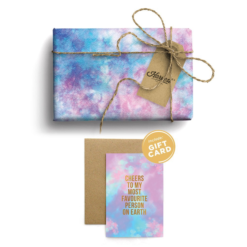 

Paket Kertas Kado & Kartu Harvest Tie Dye Gift Set - Blue Pink