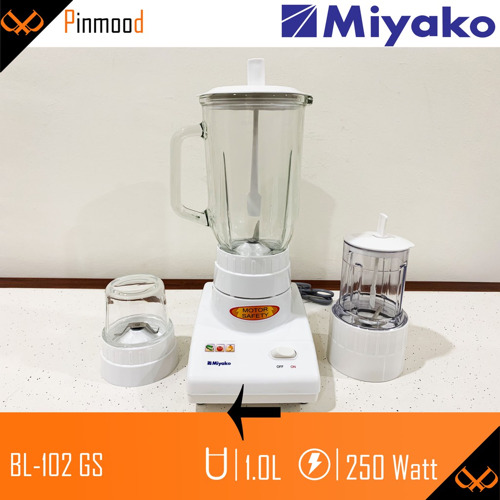 MIYAKO BLENDER BL-102 GS [ 1 LITER ] PELUMAT 3 IN 1 WET &amp; DRY MILL BISA KERING DAN BASAH KACA