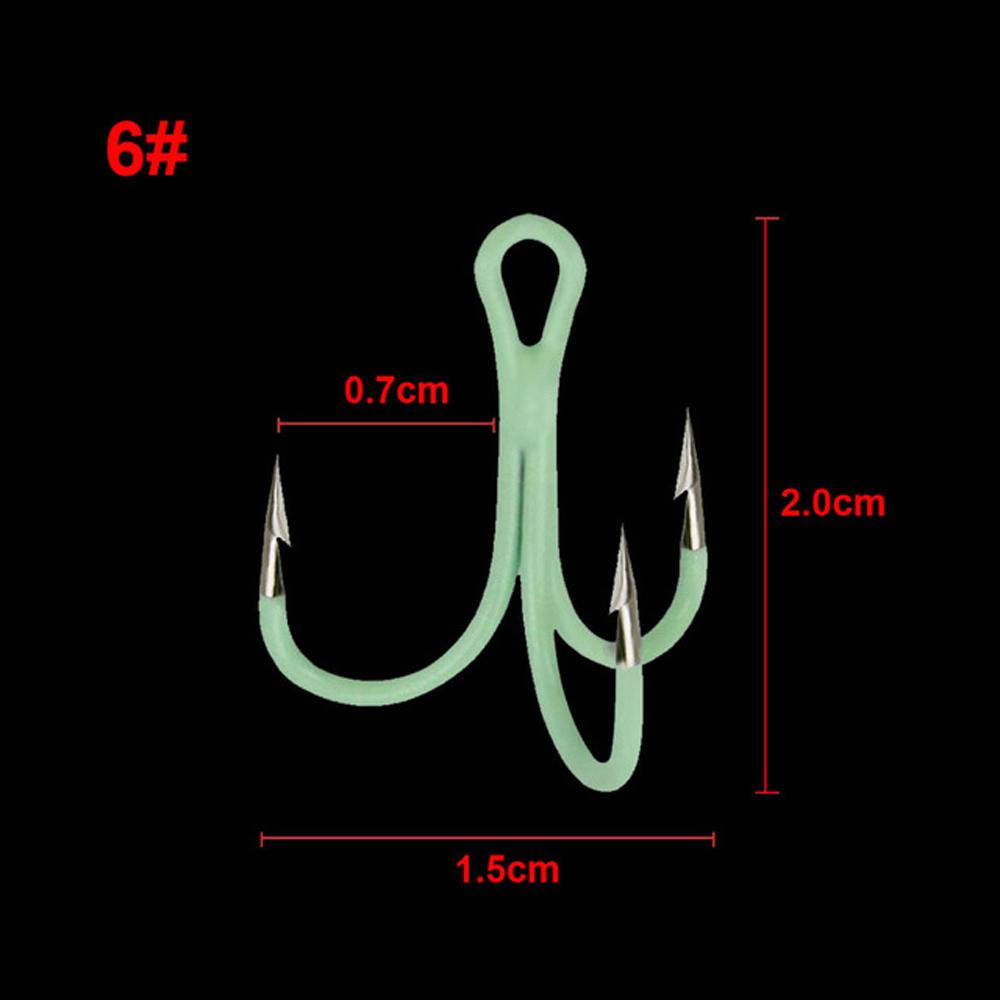 Nickolas1 Luminous Treble Hooks Pesca Iscas Aksesori Memancing Berduri Kait2# 4# 6# 8# 10# Kail Pancing Luminous Baja Karbon Tinggi Diasah