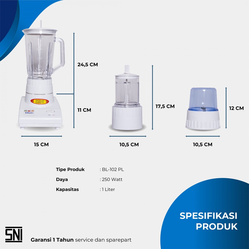 Miyako Blender Plastik 3 in 1 - BL102PL