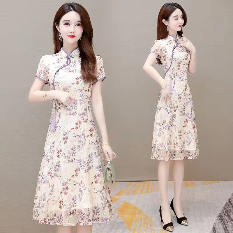 cheongsam modified dress summer dress 2022 women's new slim and elegant temperame