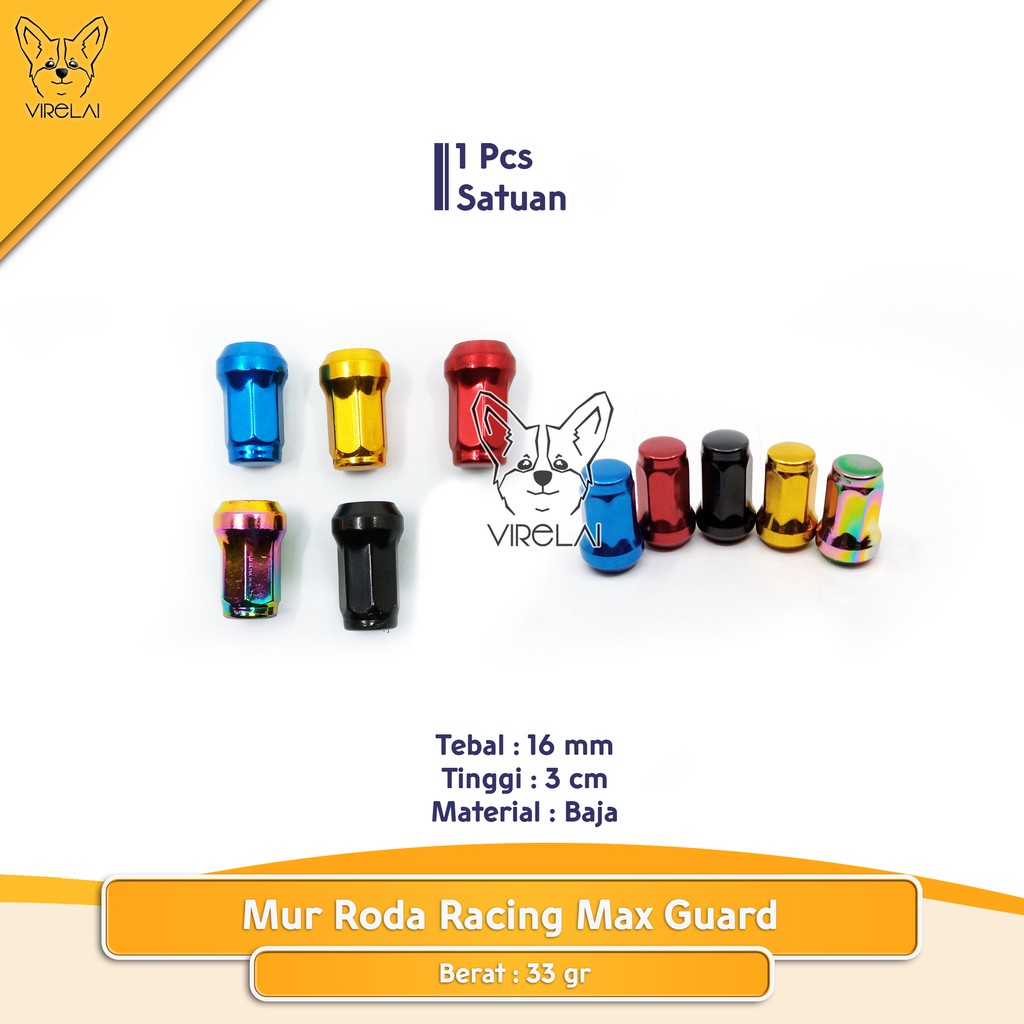 [SATUAN] Mur Roda MAX GUARD Ukuran 12 x 1.5 dan 12 x 1.25 Warna