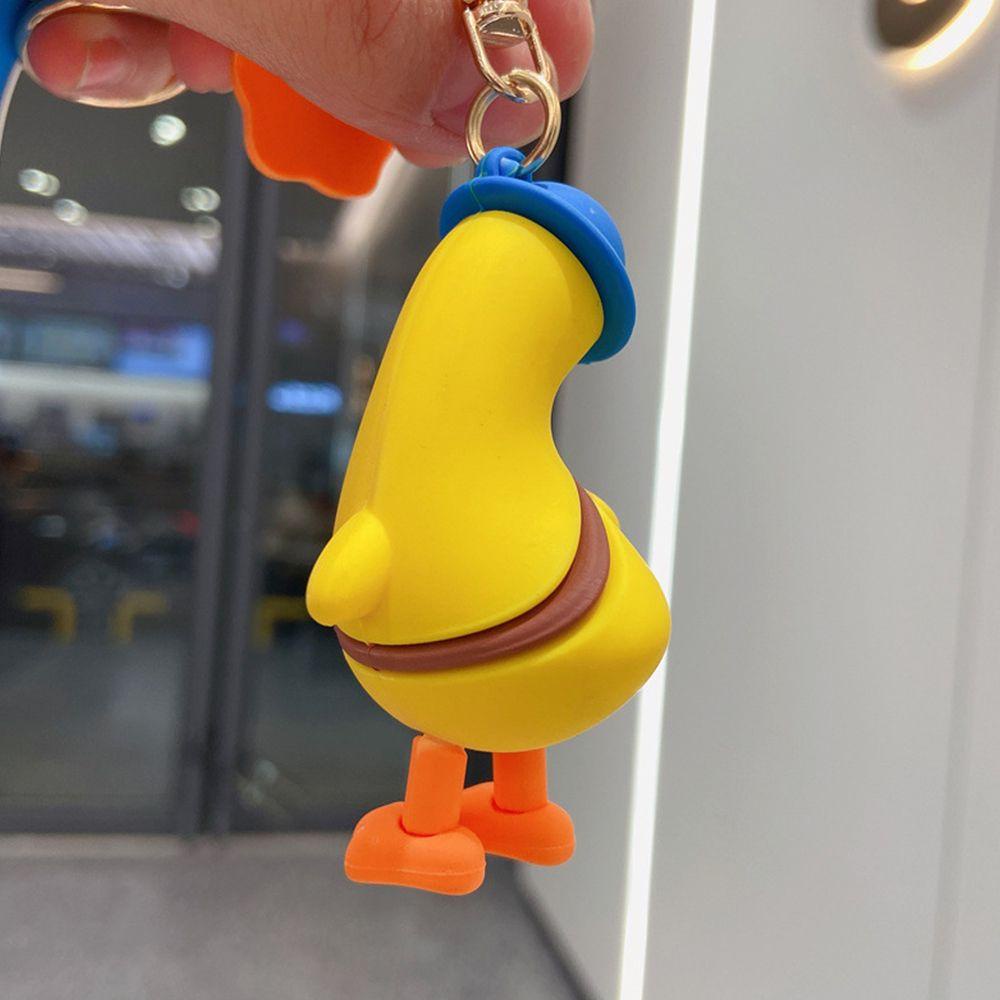 Lanfy Wanita Gantungan Kunci Kreatif Dekorasi Hadiah Miring Kepala Bebek Resin Alloy Key Holder