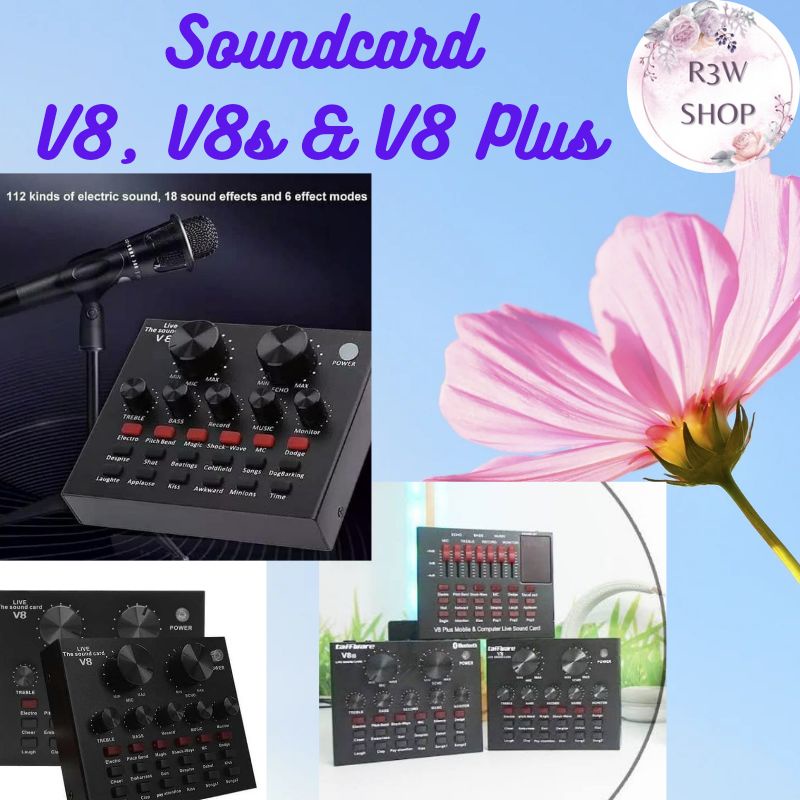 R3w Sound card V8 Mixer SoundCard V8 MIXER Audio USB External Soundcard Bluetooth live mixer broadca