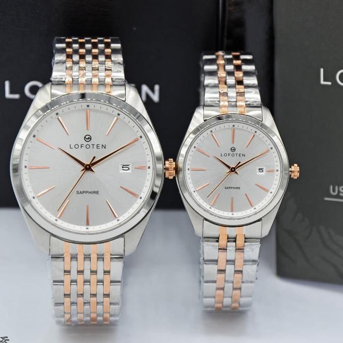 Jam Tangan Lofoten Couple 8101 Original Rantai Silver Rosegold Mikayla.Outlet
