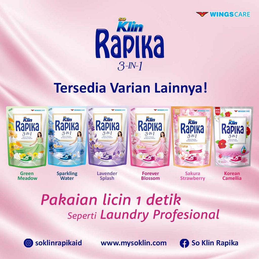 Rapika Pewangi Pakaian Merah Forever Blossom Pouch 400 ml