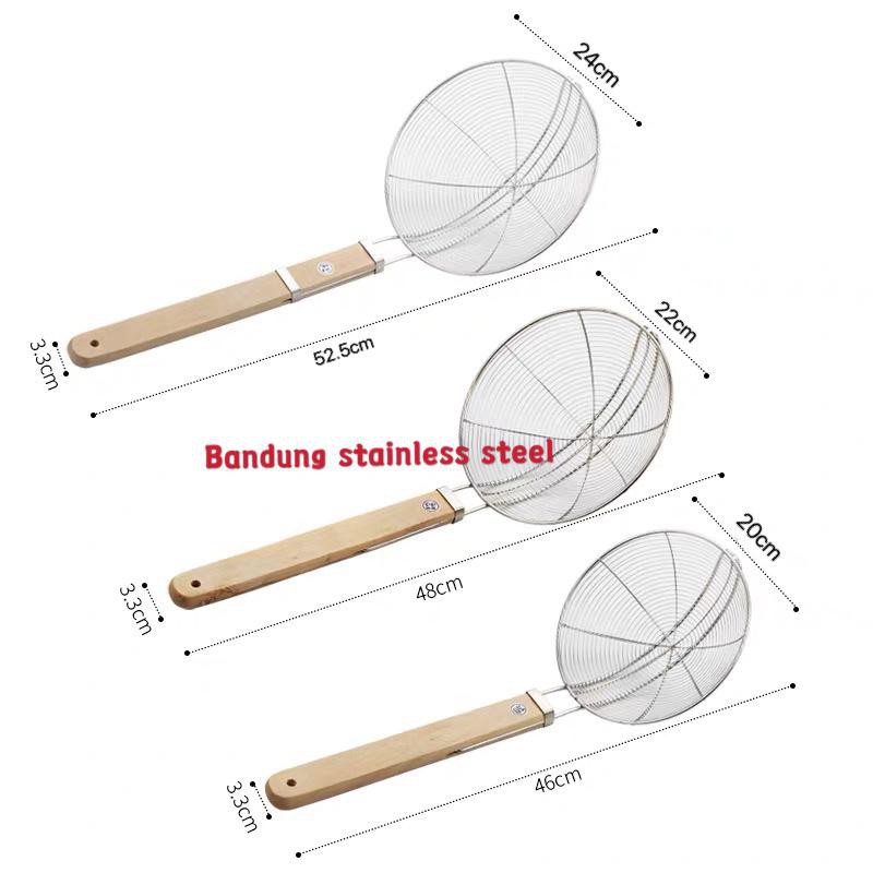 saringan mie saringan gorengan parabola stainless kayu serok tebal 20cm 22cm 24cm