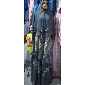 gamis syari brokat timbul bagian bawah bordir