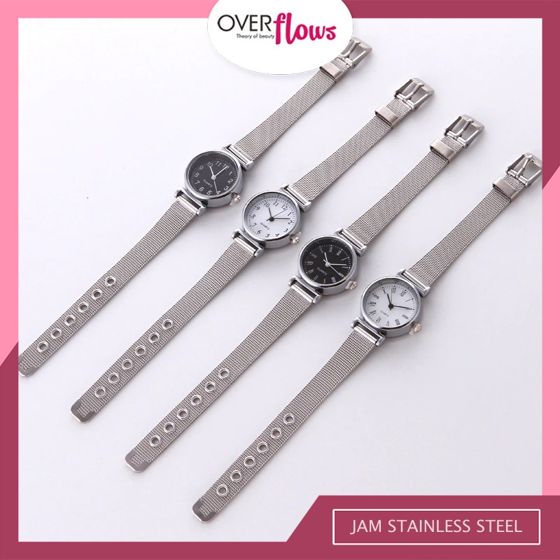 OVERFLOWS.ID Jam Tangan Wanita Analog Tali Stainless Steel Ala Korea Jam Tangan Import