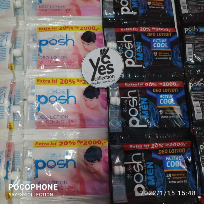 Posh Deo Lotion Renceng Sachet 1 PCS Girl Men Whitening Active Cool Deodoran Cewek Cowok