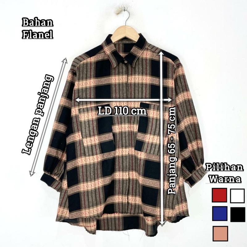kemeja wanita motif kotak bahan flanel by.fazza