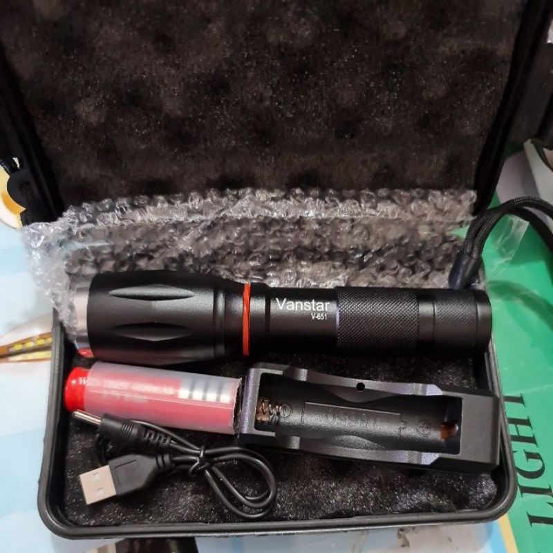 Paket Komplit Senter LED Tactical XM-L2 8000 Lumens Waterproof Flashlight