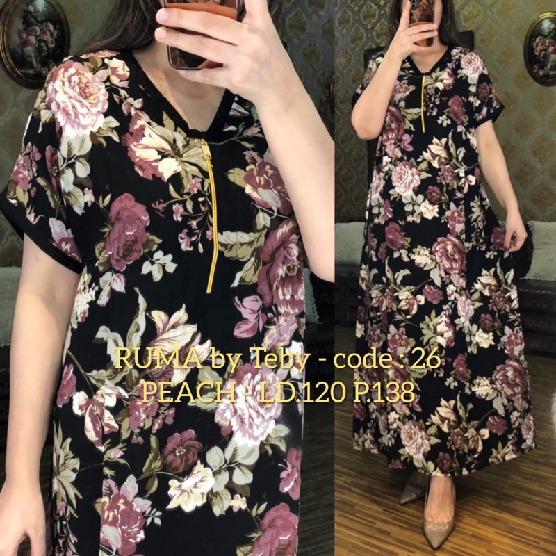 Daster Arab TEBY RUMA Series Dress Rayon Super Originanal Best Seller-Peach 26