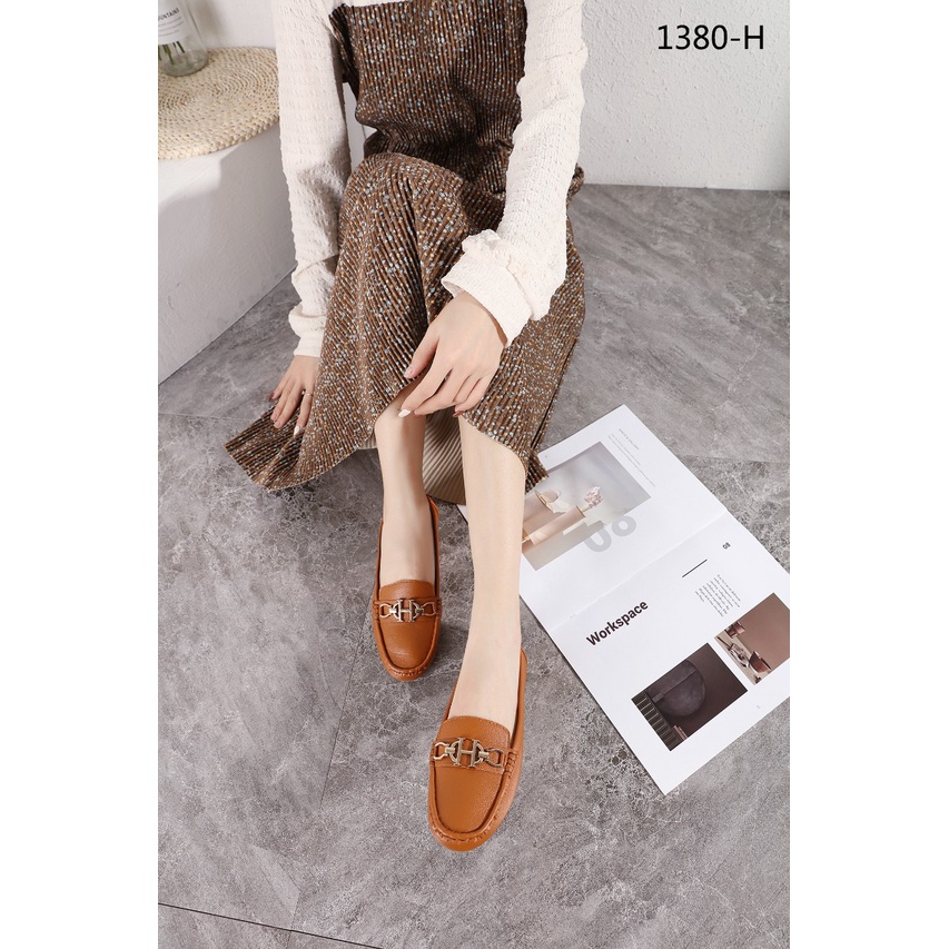 H Leather 'H' Iconic Wonen Flat Shoes #1380-H