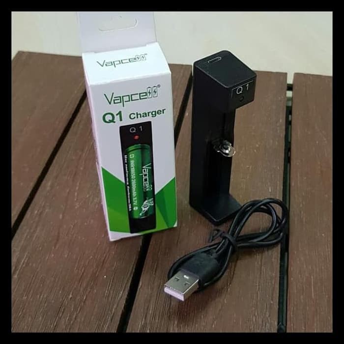 authentic charger baterai 1 slot Q1 VAPCELL casaan baterai