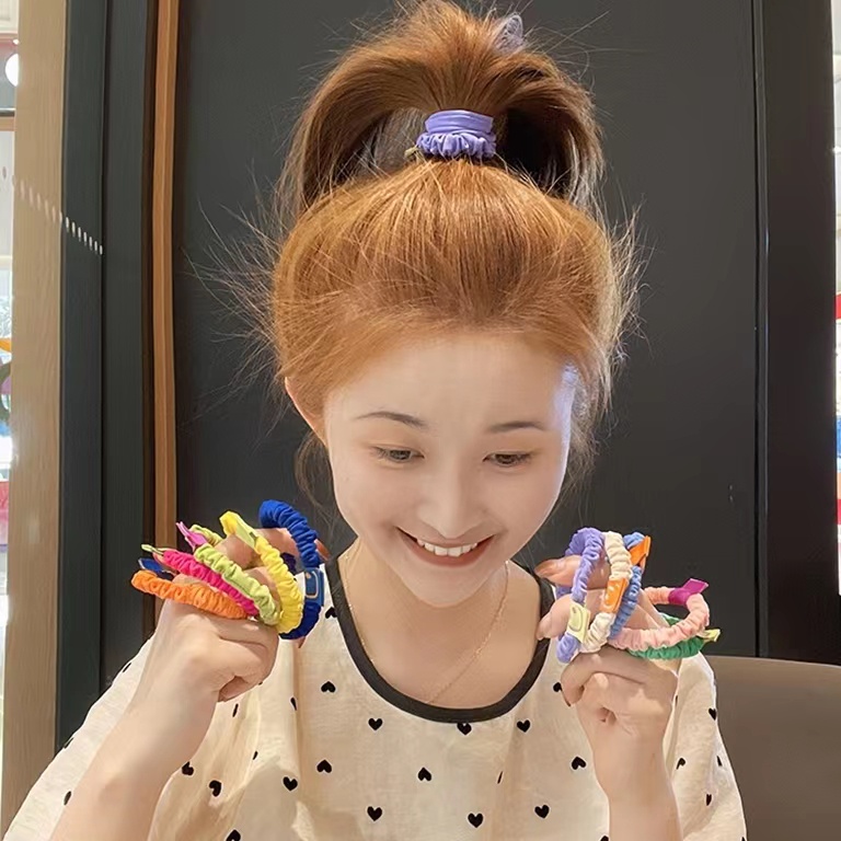 Srunchie Rambut Wanita Gaya Korea Candy Color Sweet Smile - Ikat Rambut Korean Import