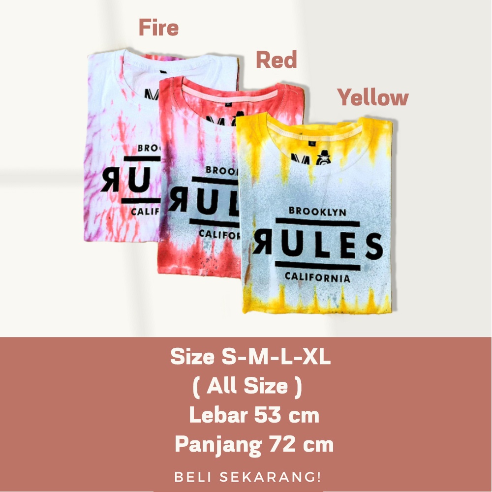 BAJU KAOS/T-SHIRT TIE DYE PRIA WANITA RULES ORIGINAL PREMIUM TIE DYE / KAOS SABLON By Mystericous