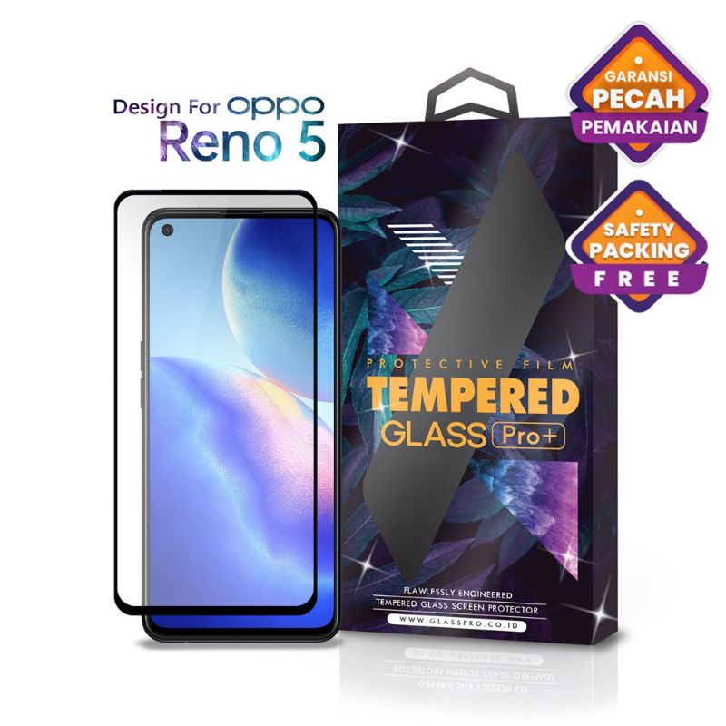 Temper Glass anti gores Kaca Tg list hitam Oppo Reno 5 Full