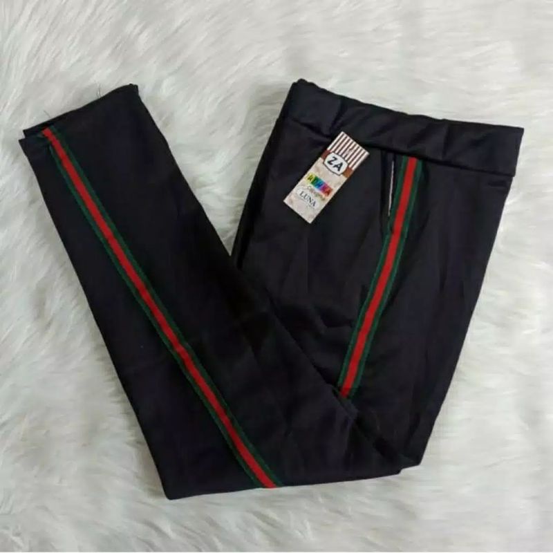 LEGGINGS PLAT BAHAN SCUBA / SCUBA PANTS LIST CELANA WANITA