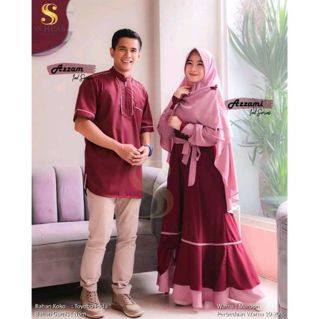 Sarimbit Azzam Azzami Maroon By SS Hijab