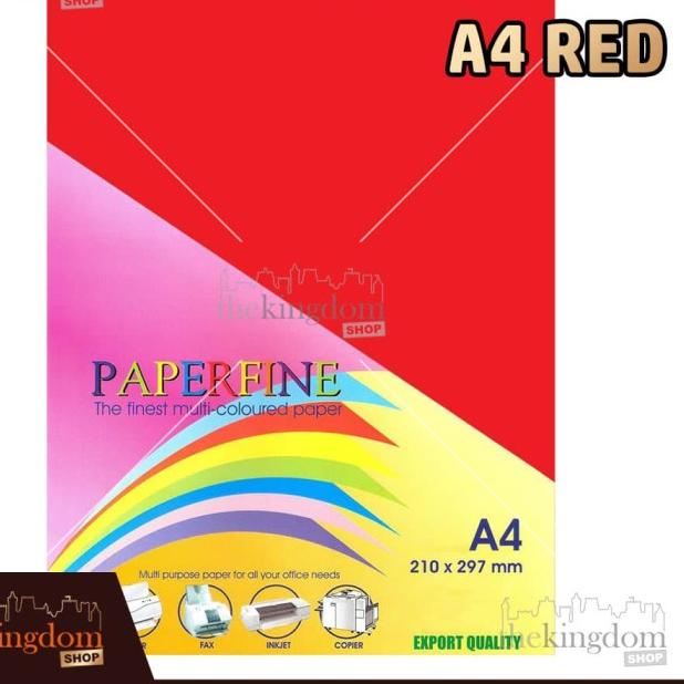 

➶ Paperfine Kertas HVS Warna A4 Red Merah Isi / 100 Lembar ➽