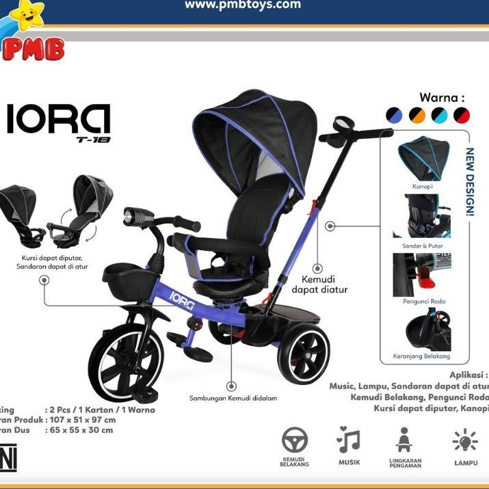 Sepeda Roda Tiga Tricycle PMB IORA T18