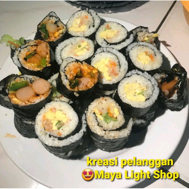 Nori sushi isi 10 lembar rumput laut non msg bahan sushi nori java sakao manjun kimbap gimbap halal murah rumput laut seaweed nori driedseaweed bento kimbap halal murah