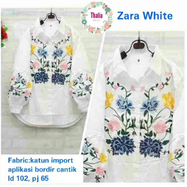 Atasan wanita putih / blouse putih / kemeja putih bordir cantik