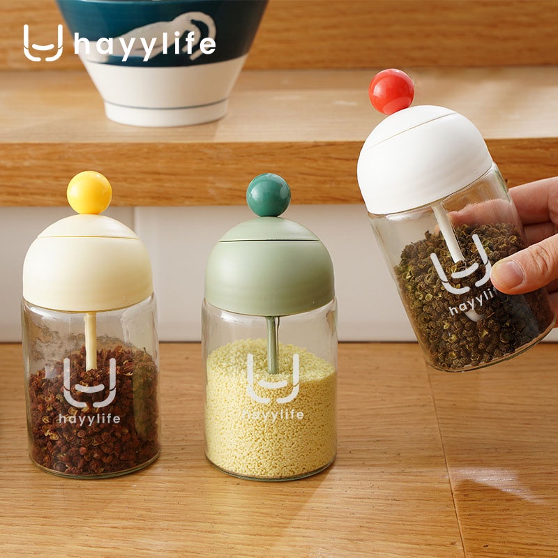 Select X Hayylife Botol Tempat Bumbu Dapur Dengan Sendok Serbaguna/ Seasoning Box Spice jar Spice Dispenser HL-ABB637