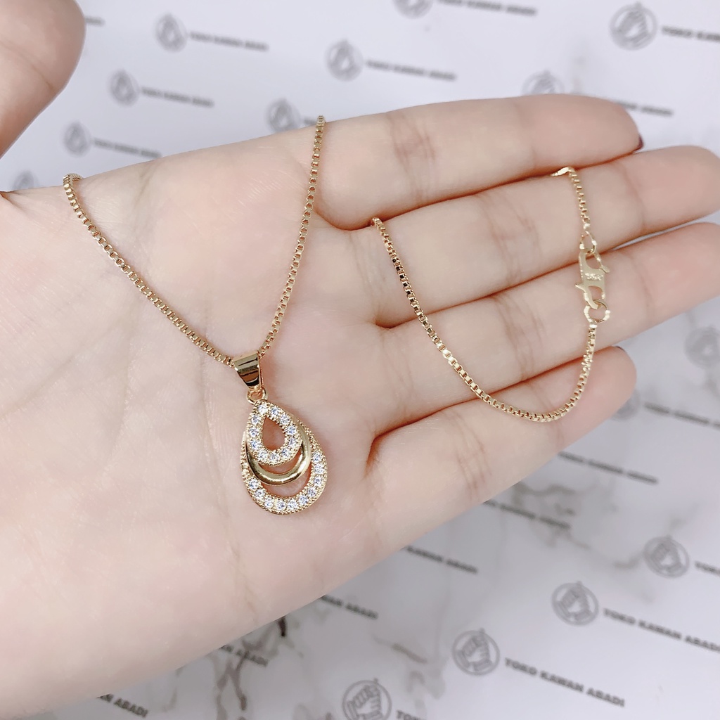 Kalung Xuping Gold Perhiasan Fashion Wanita liontin Permata Love Silang *13