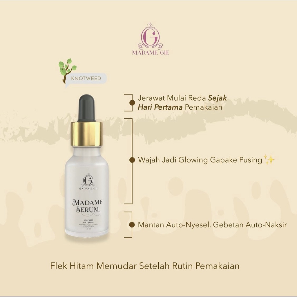 Madame Gie Madame Face Serum 20ml  Green Tea | Knotweed | Gold Skin