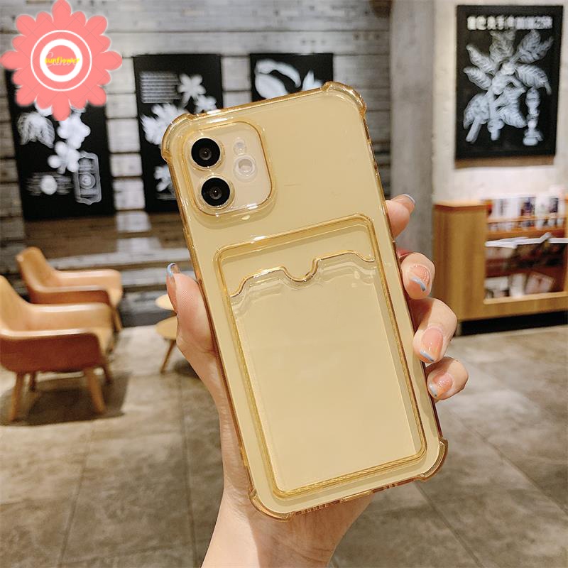 Soft Case TPU Transparan Shockproof Holder Kartu Cover Oppo A96 A16 A15 A15s A76 A36 A35 A3s A12E A7 A5s A12 A54 A74 A11K Reno 7 5G