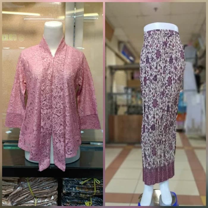 Kebaya Brukat Floy Rok Plisket Trend