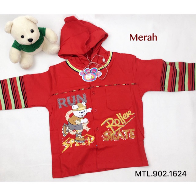 Baju Anak Laki laki lengan panjang topi 1-2 th/ Baju Anak cowok lengan panjang/ Baju anak Bermodel