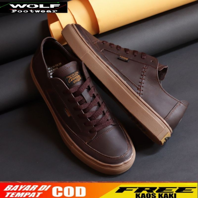 TERBARU !!! 100% KULIT ASLI SNEAKERS PRIA KASUAL SPORTY CEVANY DANTE COKLAT ORIGINAL High CH