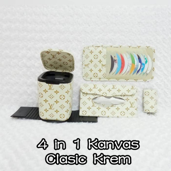 Tempat tong sampah CD tisu tissue dompet kunci stnk mobil KuLiT gucci krem 4 N