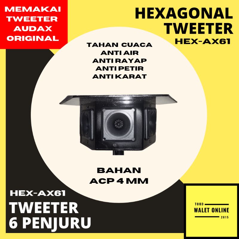 HEXAGONAL TWEETER AUDAX AX 61 PANGGIL WALET 6 SISI PENJURU HEX AX61