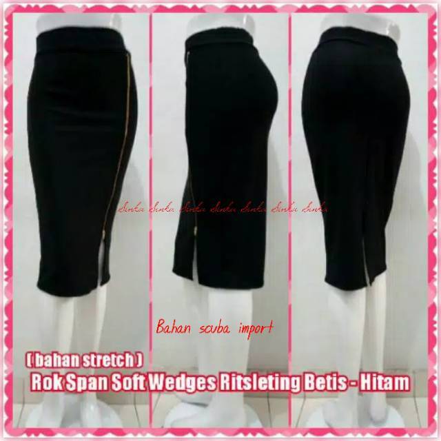 Promo Rok Span Belahan Seleting Import