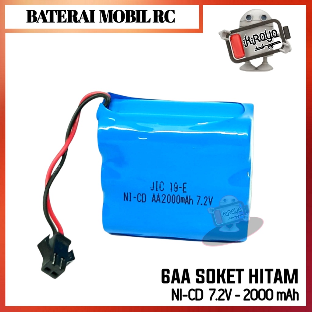 Batre Remot Control 6x AA Model Tumpuk Ni-CD 7.2V - 2000mAh Socket Hitam