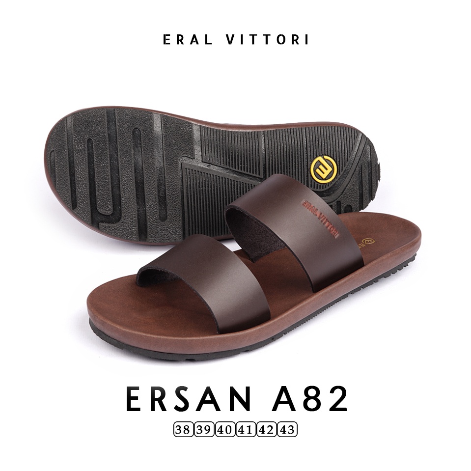 Eral Vittori -  Ersan A82 Sandal Pria Kulit Harian Santai Coklat