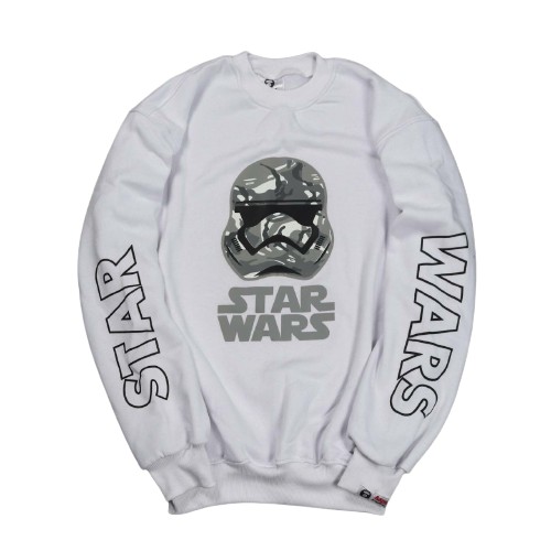 Wahyu – Jaket Sweater Crewneck STARWARS  – White Fashion Trendy Casual Pria Good Brand Quality Styli