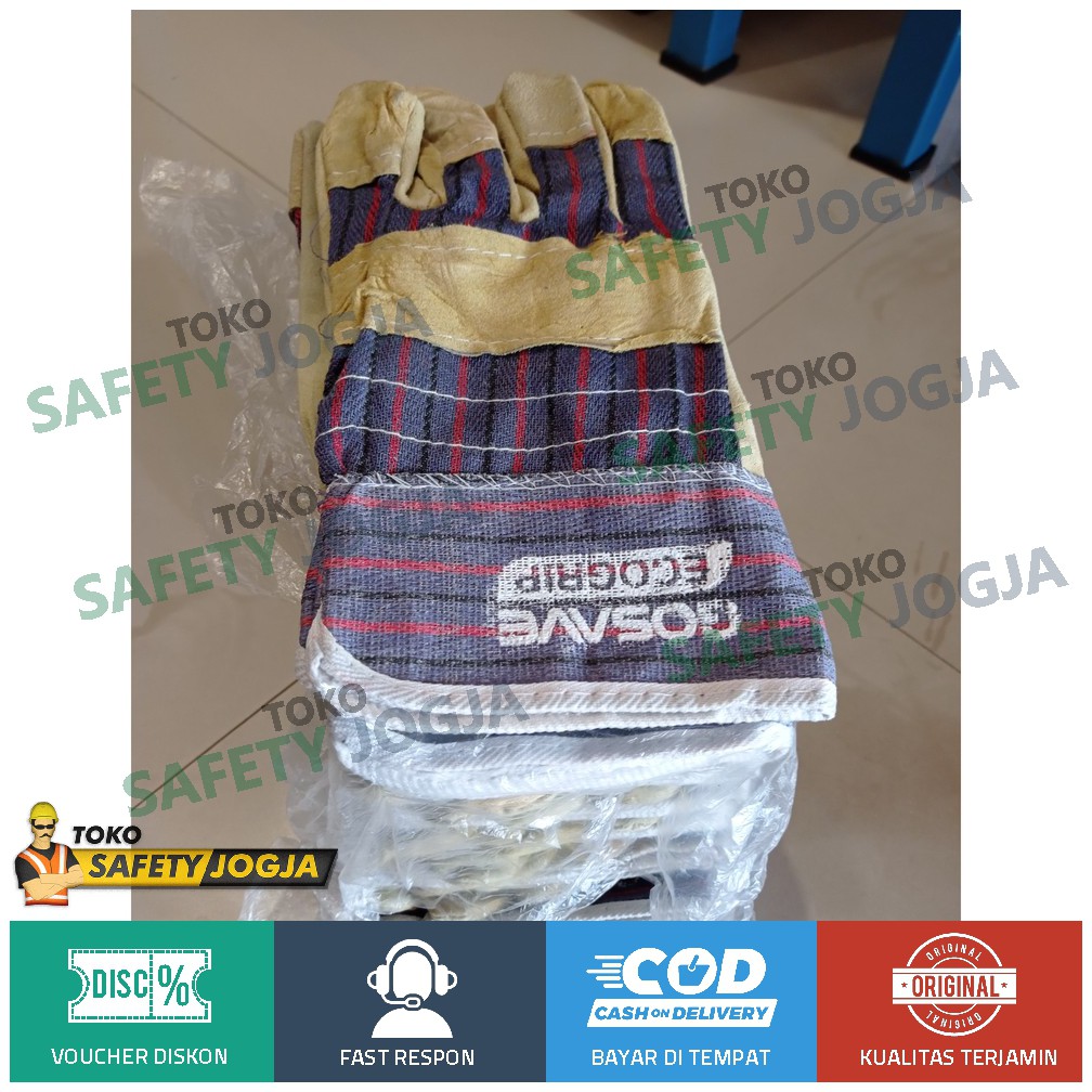 SARUNG TANGAN KULIT SAFETY KERJA KOMBINASI KAIN GOSAVE