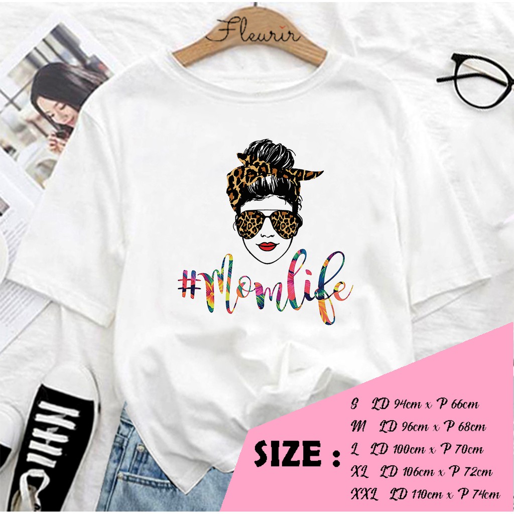 FLEURIR - KAOS OVERSIZE MOMLIFE KAOS KATUN KAOS WANITA DEWASA TUMBLR TEE UNISEX JUMBO