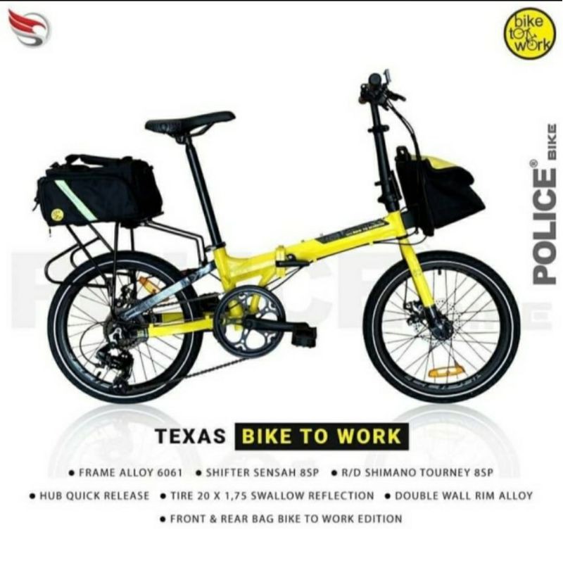 POLICE TEXAS BIKE TO WORK 20 INCI SEPEDA LIPAT ALLOY BY ELEMENT