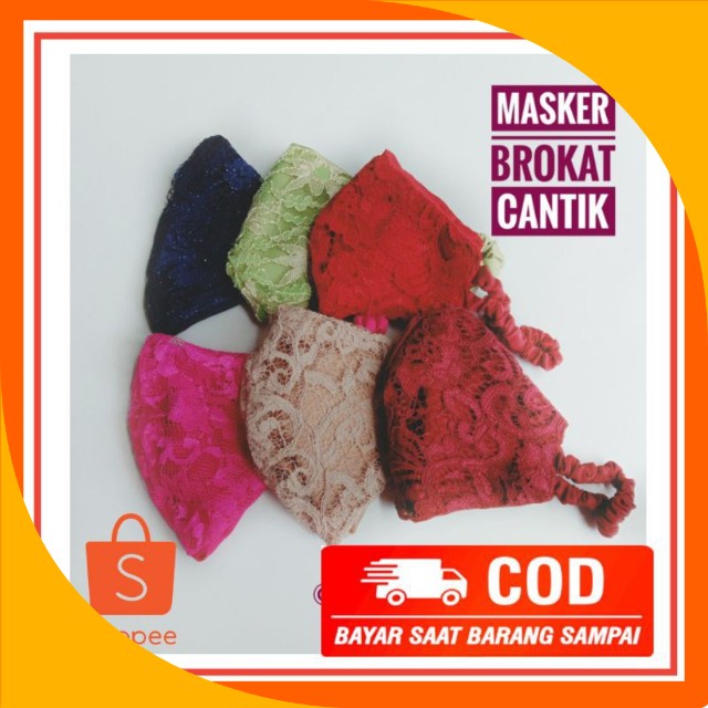 Maker hijab 2 lapis, masker Brokat cantik