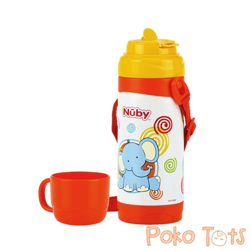 Nuby Clik-It Stainless Steel Insulated Cup 360ml Thermos plus Cangkir