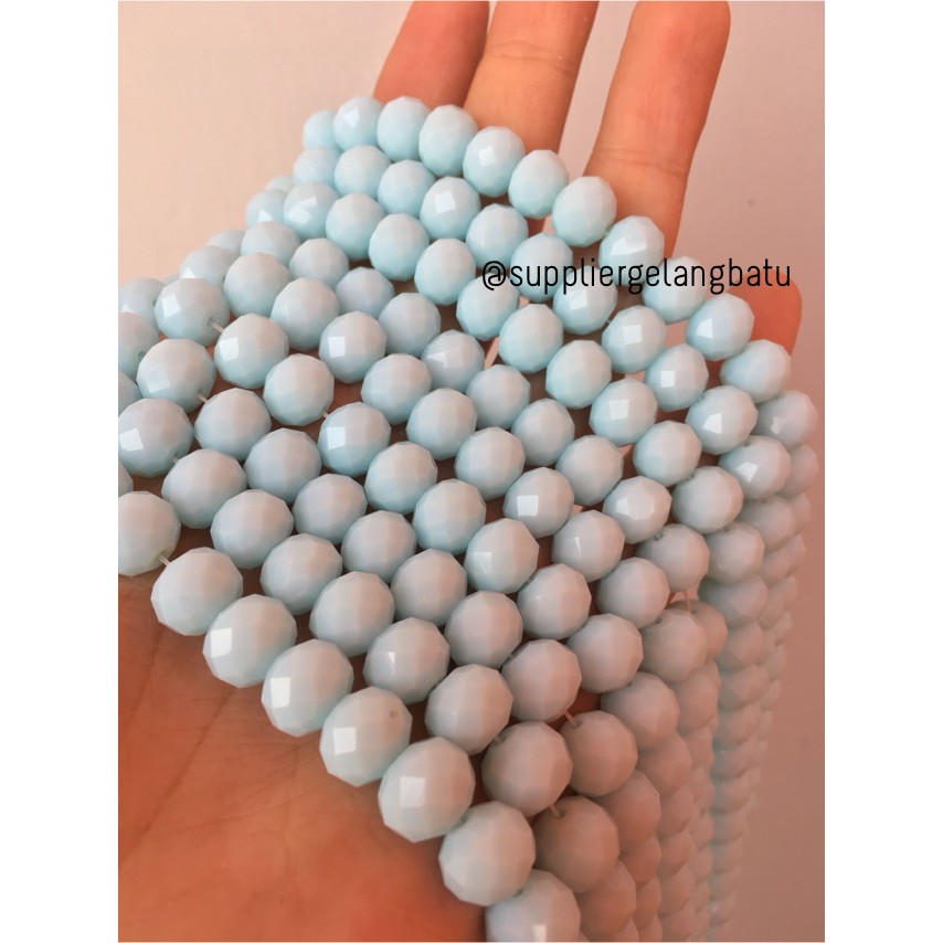 Kristal Ceko kilap 10mm BIRU LAUT aqua aksesris rondele donat payet bahan grosir supplier aksesoris