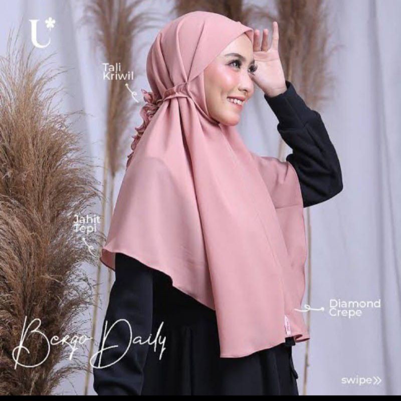 Aulia jilbab bergo Maryam kriwil diamond / bergo tali non pet Hijab