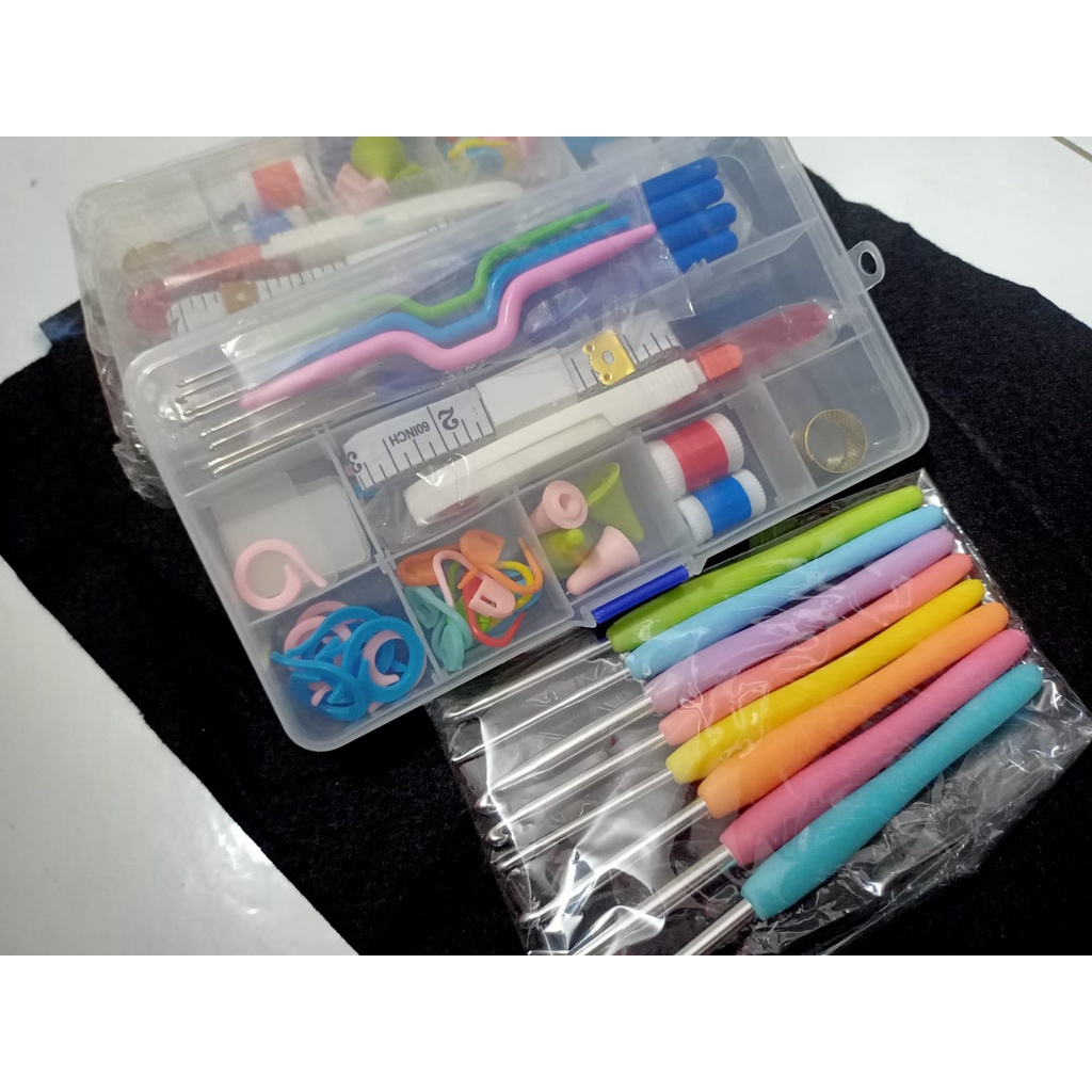 TERMURAH  Alat Benang Sulam Satu sett /  Alat Rajut Dan Sulam