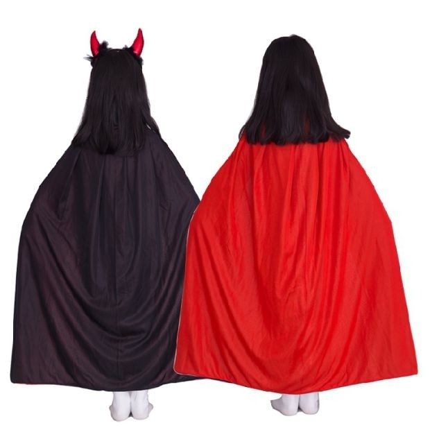 Kostum Drakula Jubah Merah Bando Devil Gold Cloak Dracula Halloween - SET KOMPLIT